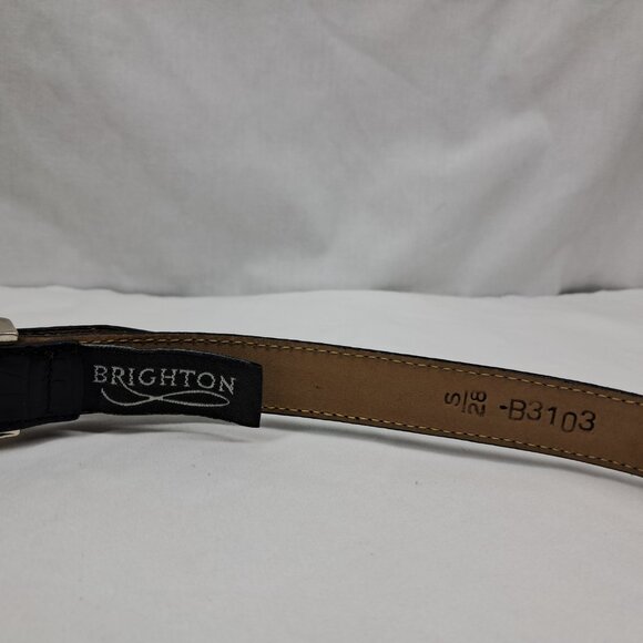 Brighton Black Leather Belt Silver Tone Metal S/28" B3103 - Picture 3 of 5